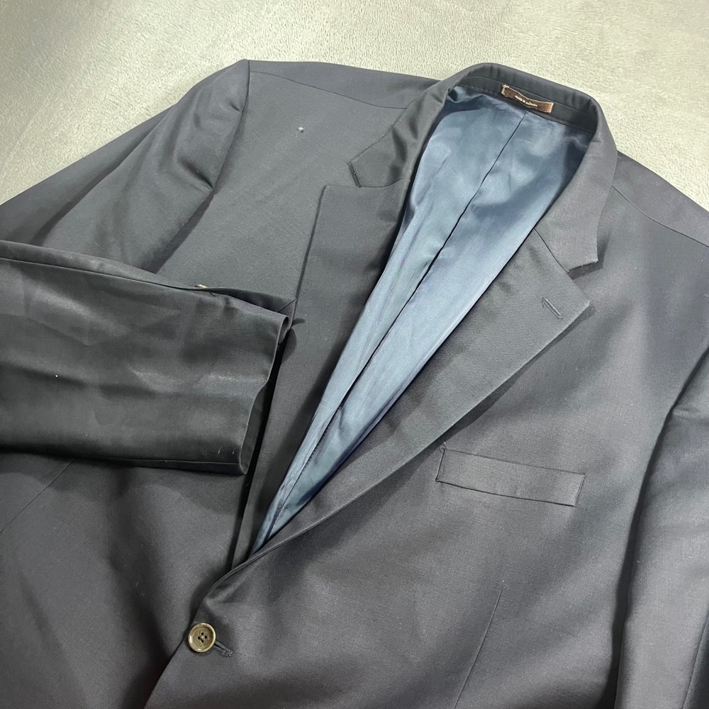 Peter Millar Mens Navy Blue 100% Wool 2-Button Blazer Sport Coat Size 52T